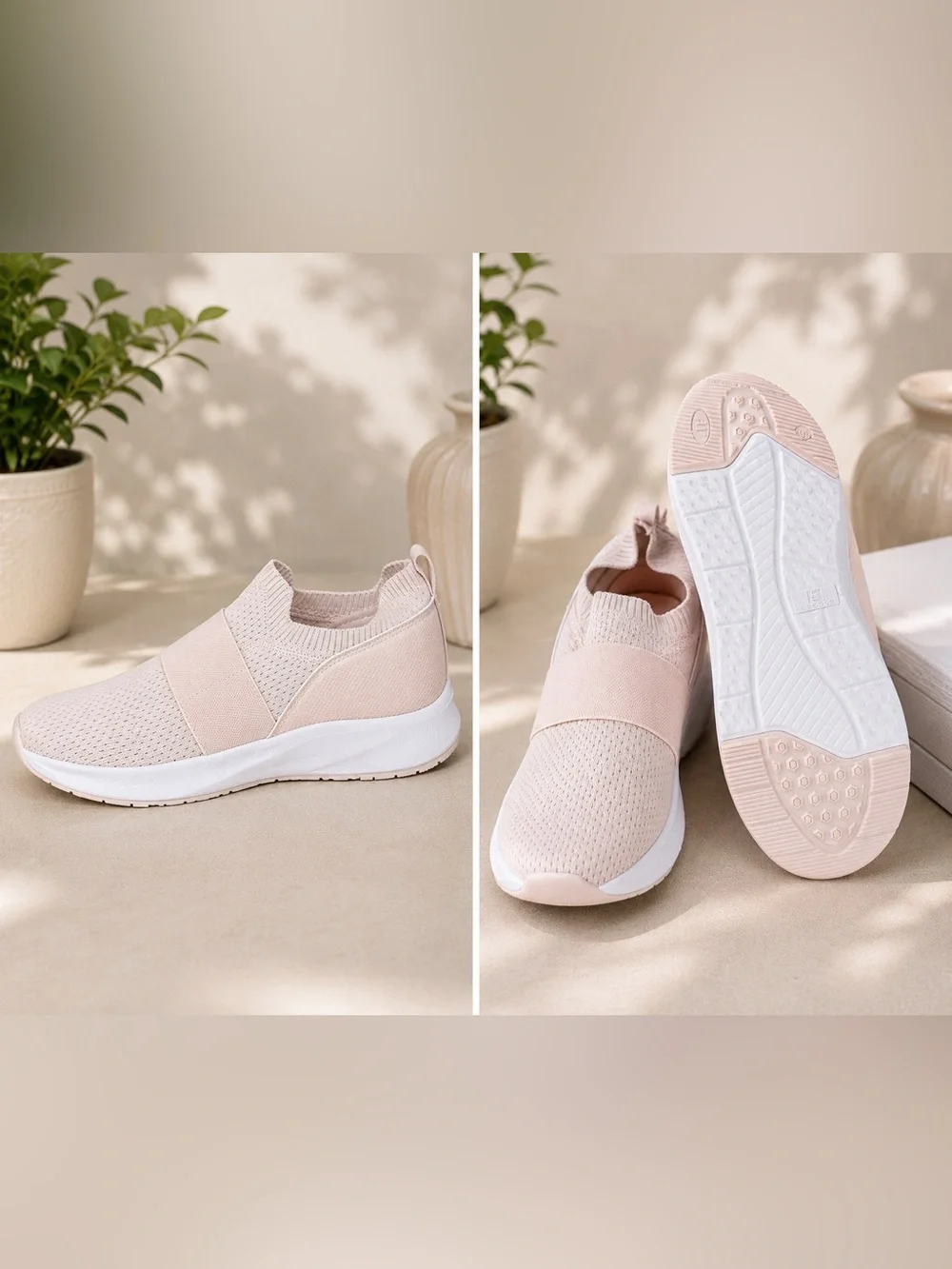 George Women's Slip-On Knit Sneakers - Pale Pink